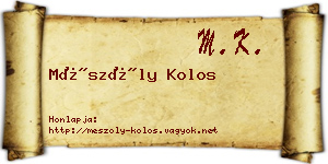 Mészöly Kolos névjegykártya